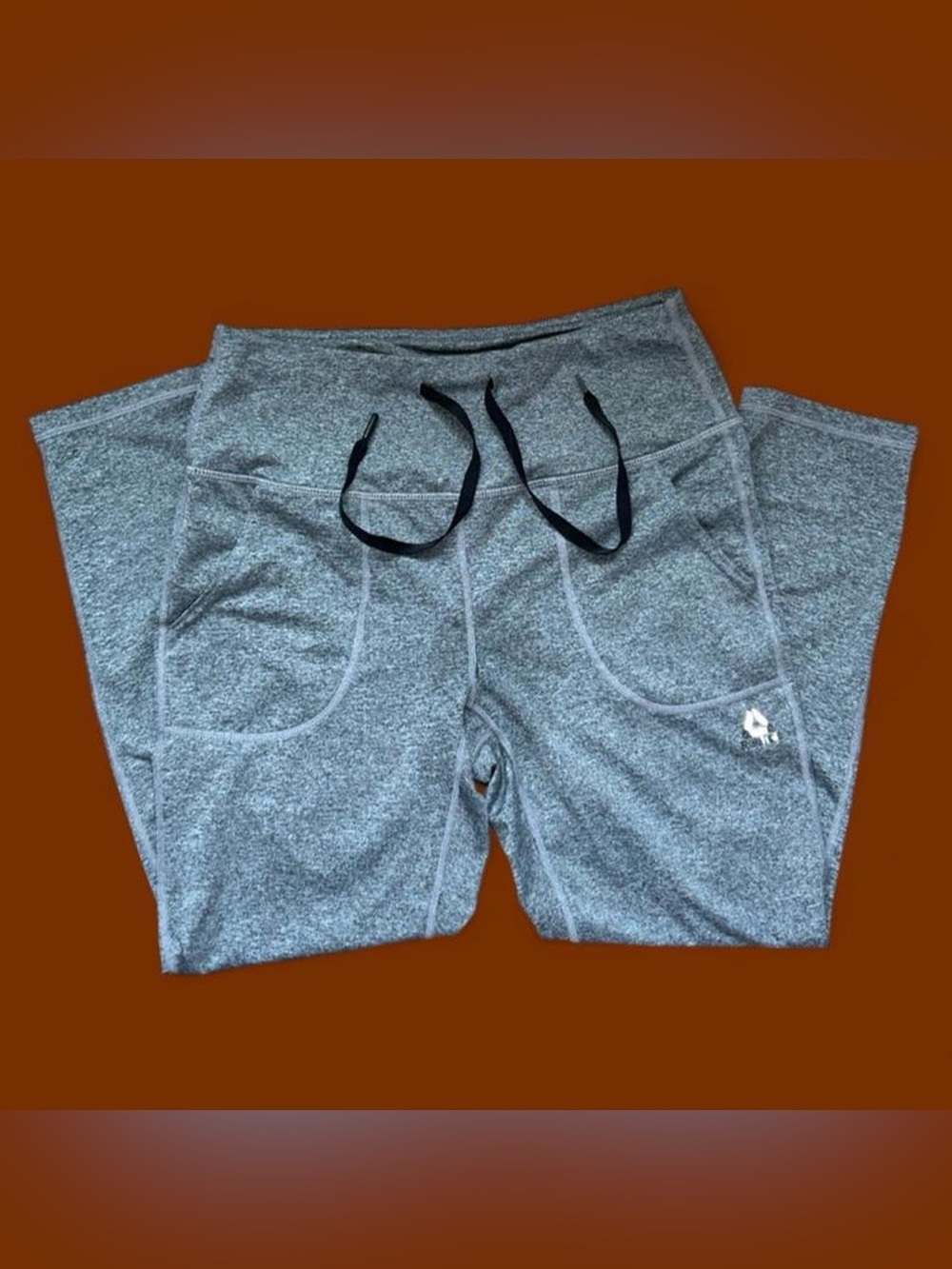 Reebok Gray Heather High-Waist Leggings with Drawstring